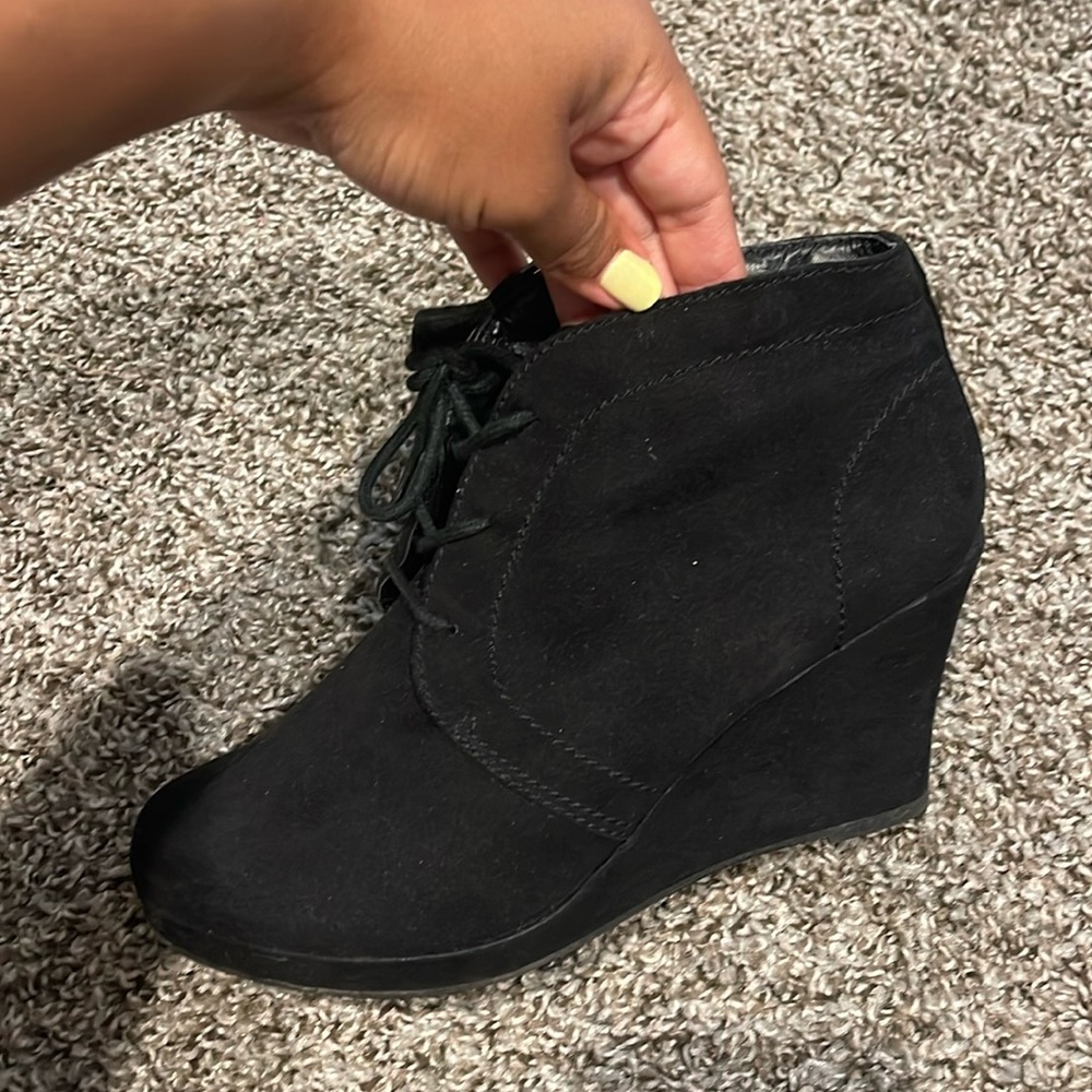 Black suede booties